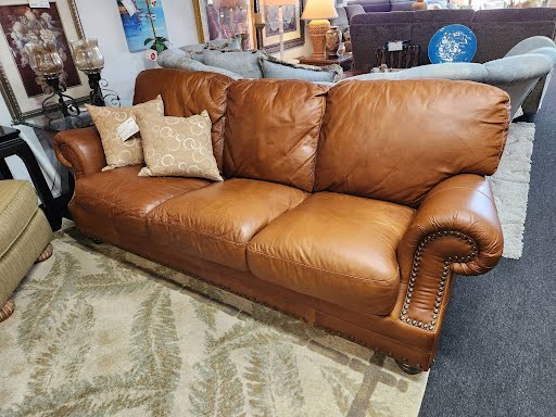 Genuine Leather Rolled Arm Sofa