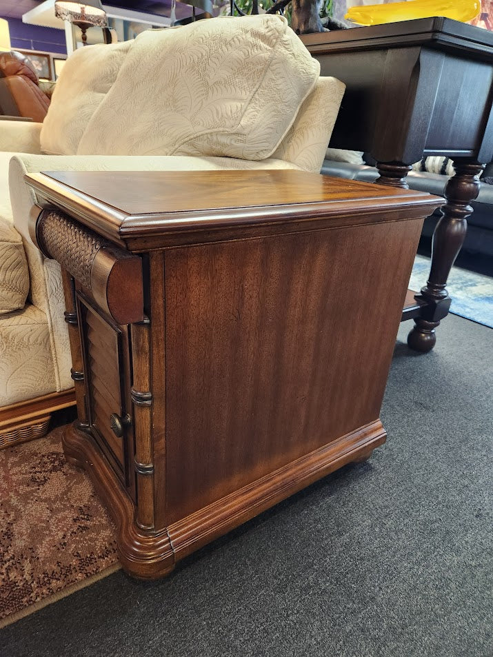 Cindy Crawford Wood/Rattan iNLAY End Table