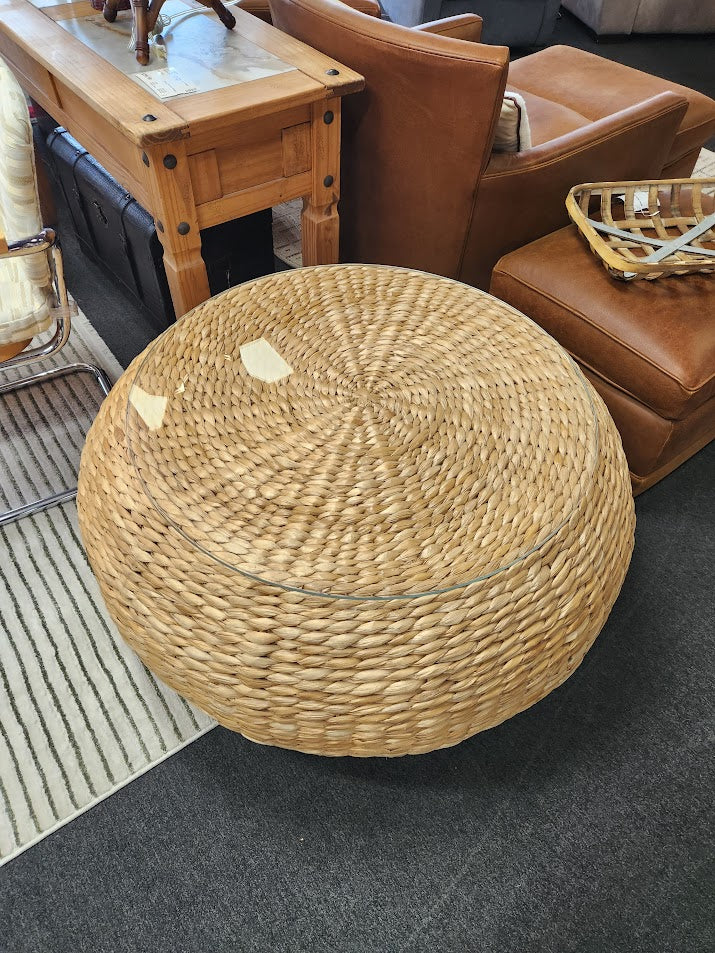 Wicker Coffee Table With Glass Top
