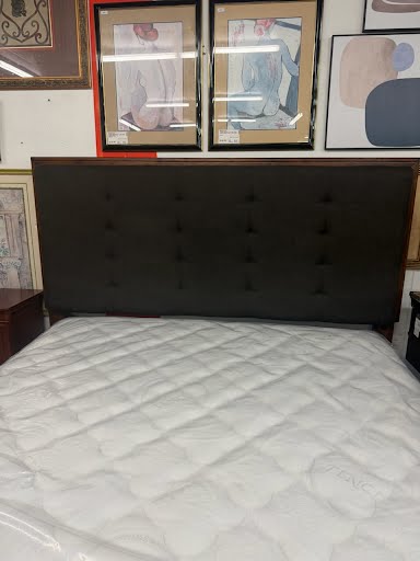Ahley Furniture Padded Grey King Bed