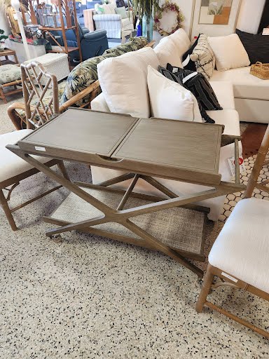 Mid Century Console/Bar Table With Folding Leaves