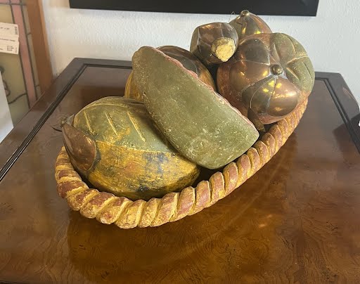 Stone Bowl with Fruit dipped in Copper