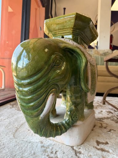 20"H Rare Green Glazed Elephant Statue