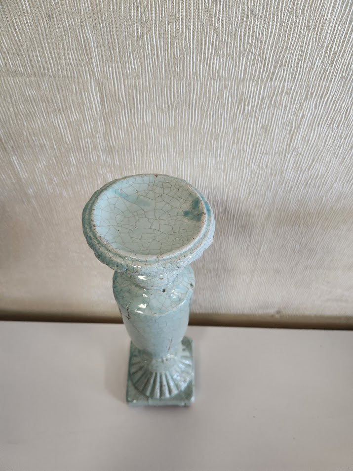 Blue Crackle Candle Holder