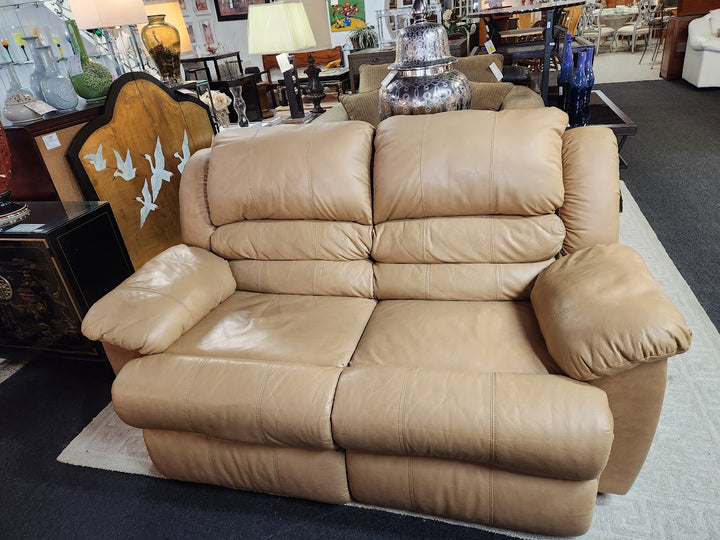 Camel Leather Love Seat