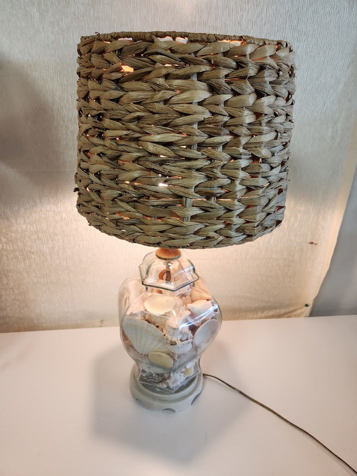 Glass Lamp Filled With Shells Table Lamp