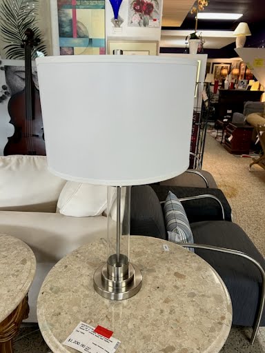 Stainless w/Lucite Table Lamp