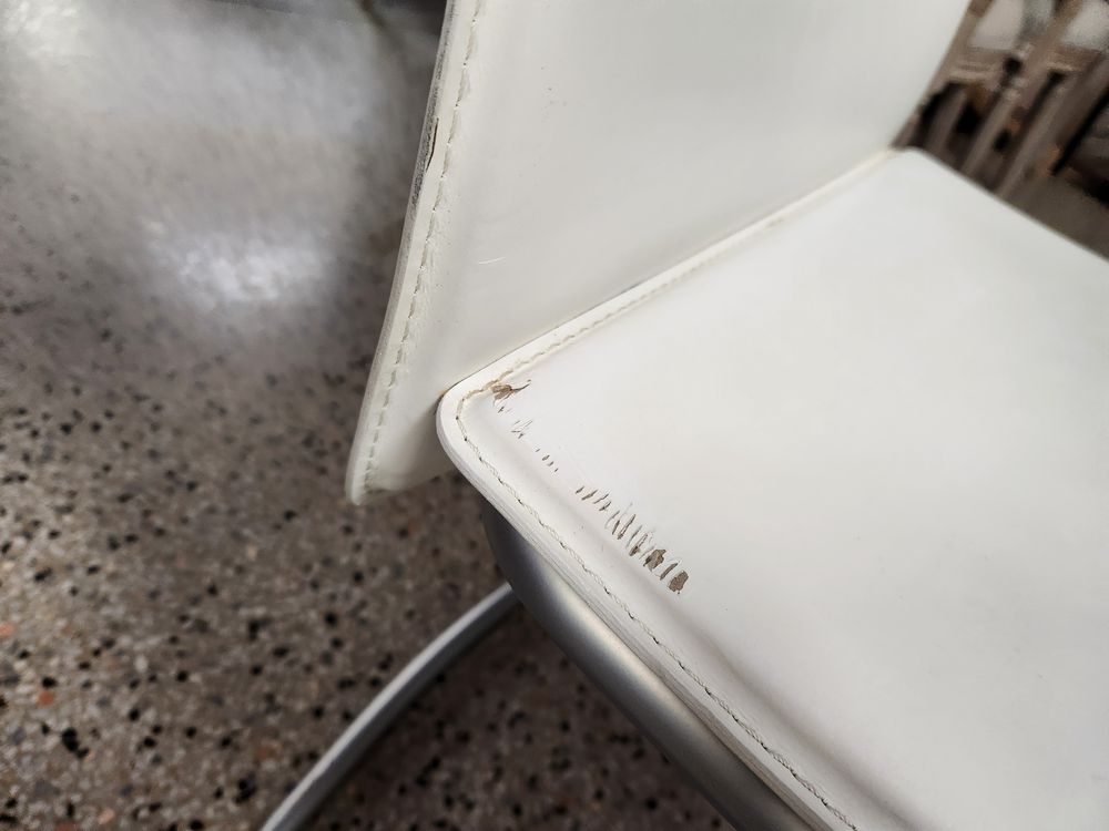 SET OF 2 | CALLIGARIS White Leather Dining Chairs