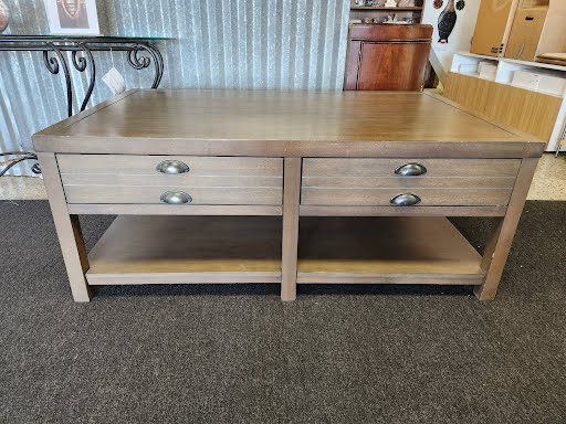 Gray Wash Dual Sided Drawers Coffee Table