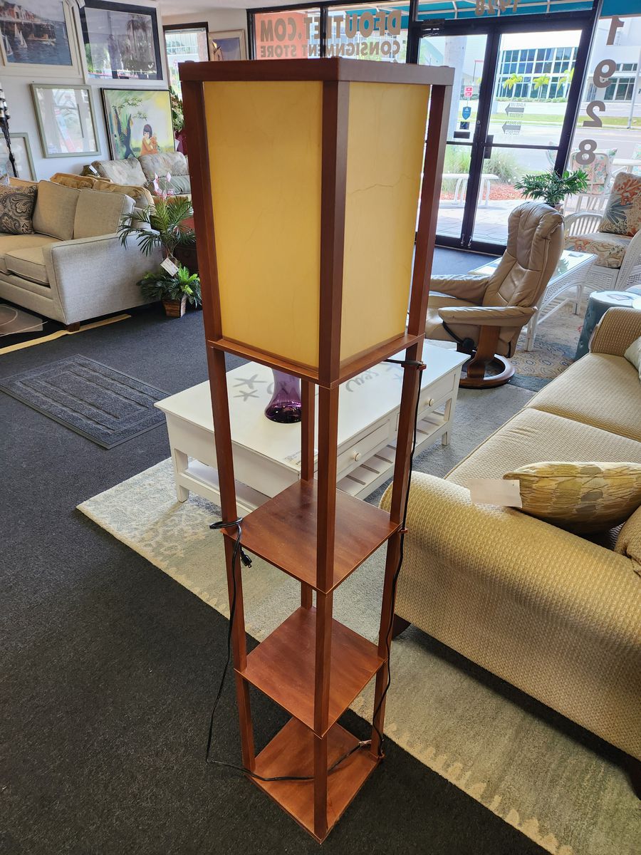 Asian Style Wood Shelf  Floor Lamp