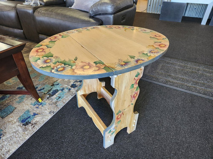 Double Drop Leaf Floral End Table