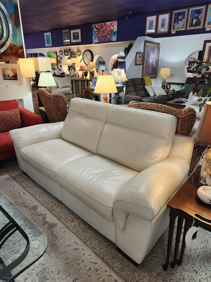 Beige Leather Recliner Sofa