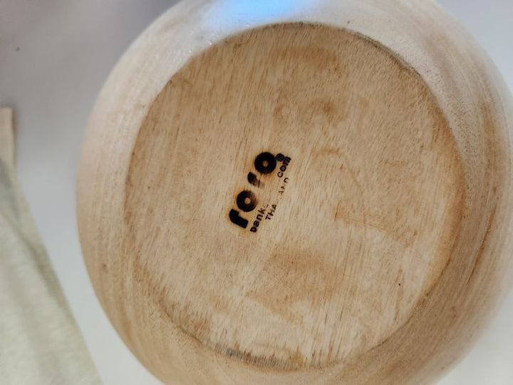 Wooden Salad Bowl With Bark Trim Home Item