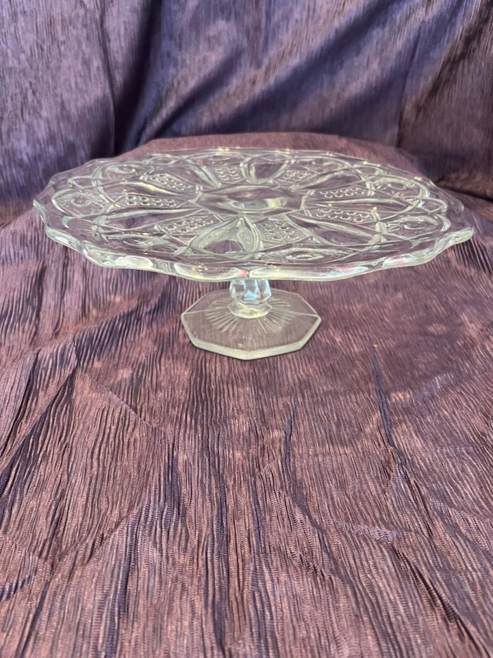 Vintage Glass Cake Stand 11.5rd x4.5 Tall