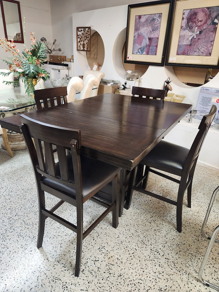 Dark Wood Counter Dining Set
