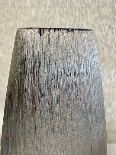 14"H Silver Ceramic Vase