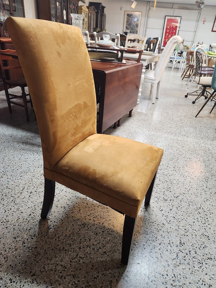 Glass top Dining Table+ 4 mustard armless chairs