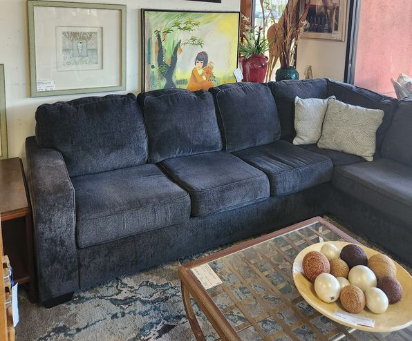 Dark Navy Sectional With Chasie