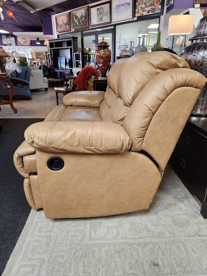 Camel Leather Love Seat