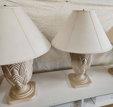 Set of Three | 30" Urn Style Beige Table Lamps