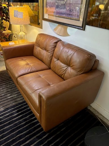 Brown Leather Love Seat