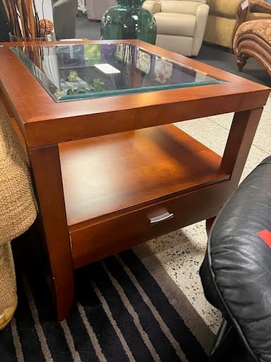 End Table Glass Insert Wood