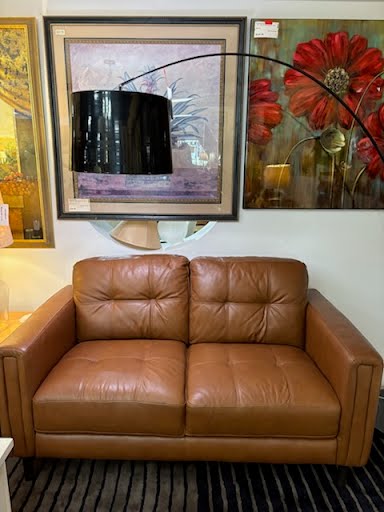 Brown Leather Love Seat