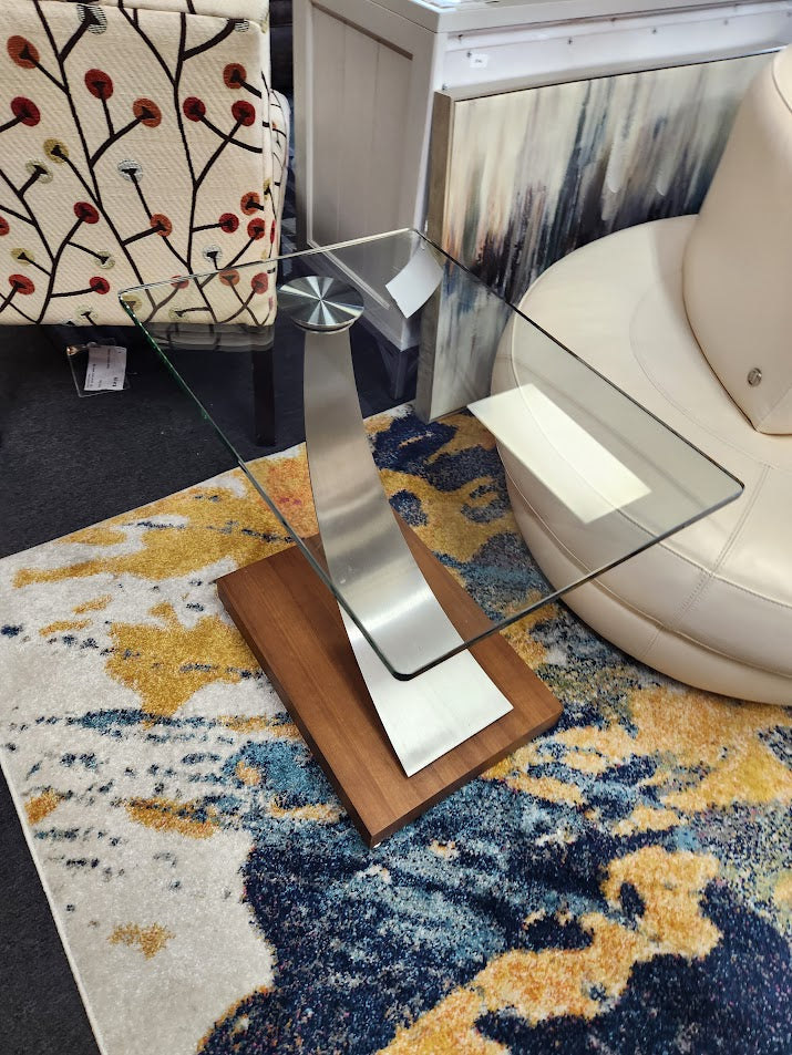 Slim Glass Top End Table