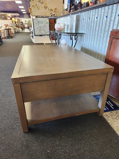 Gray Wash Dual Sided Drawers Coffee Table