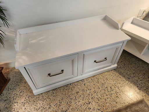 39W" 2pc Storage Bench/Rack Hall Tree - White