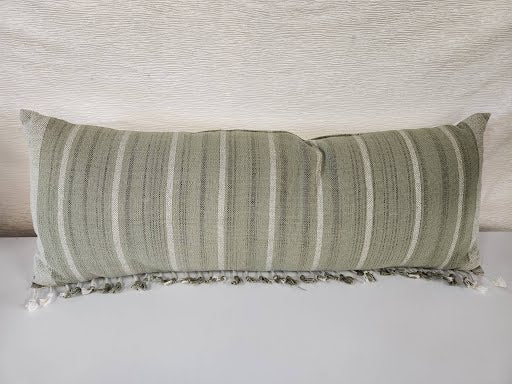 Green/Beige Tassle Pillow