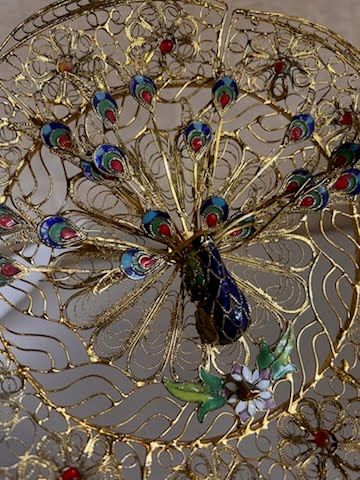 8" Gold Wire Peacock Sculpture