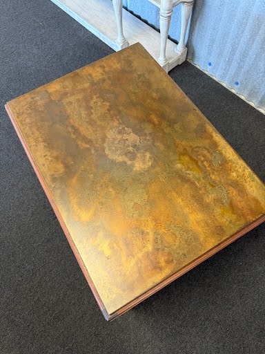 Wood Base Copper Top End Table