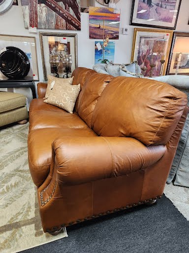 Genuine Leather Rolled Arm Sofa