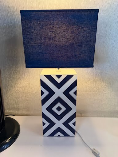 Blue/White Geometric Base Table Lamps