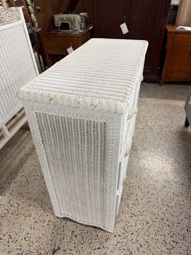 White Wicker High Chest