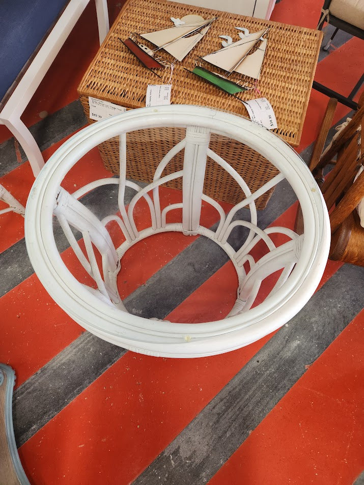 White Rattan End Table