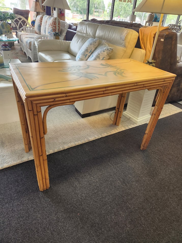 Bamboo Desk With Painted Palmtrees
