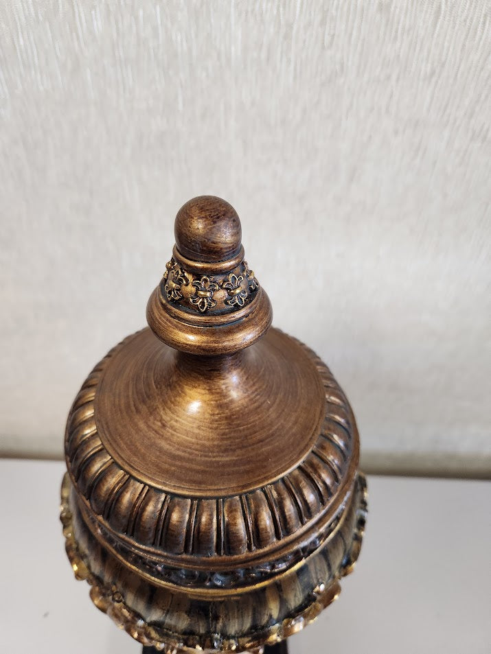 14.5" Decorative Gold And Black urn