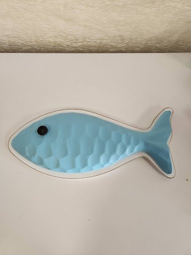 Light Blue Wood Fish Home Item