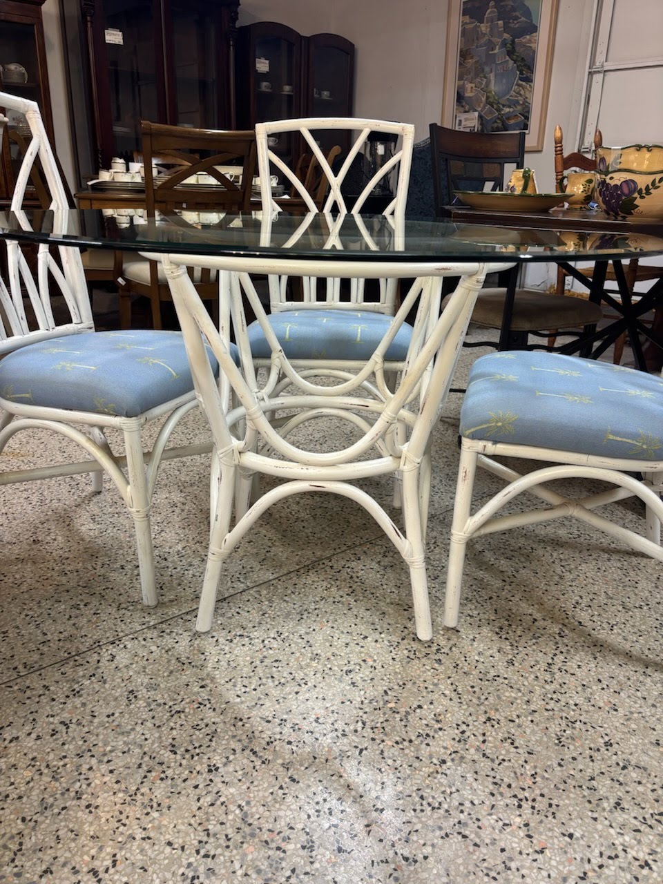White Rattan Dining Set
