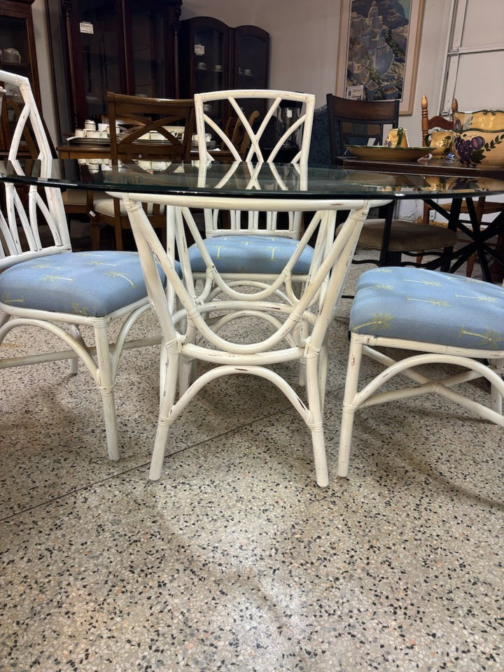 White Rattan Dining Set