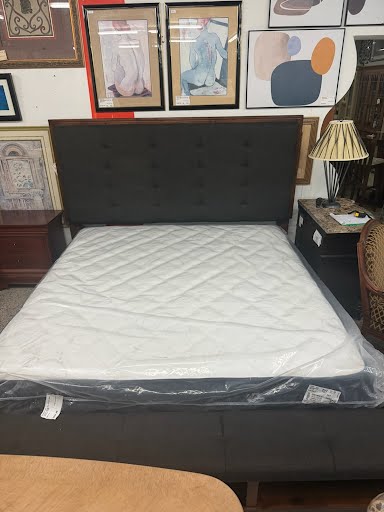 Ahley Furniture Padded Grey King Bed