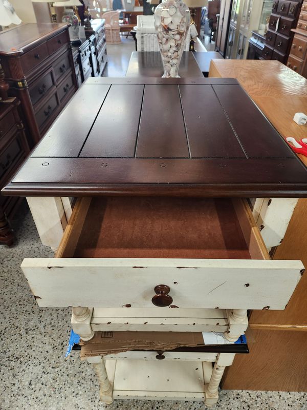 Distressed White Riverside Furniture End Table