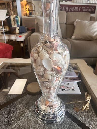 Table Lamp Seashell Glass Filled