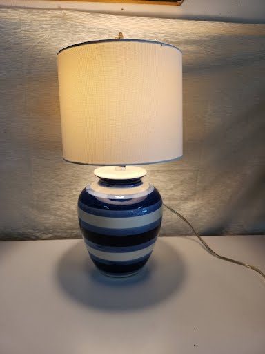 Blue Striped Table Lamp