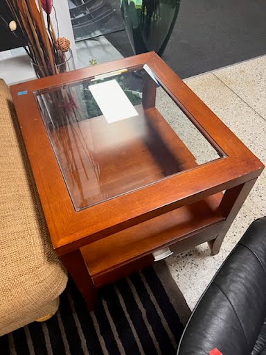 End Table Glass Insert Wood