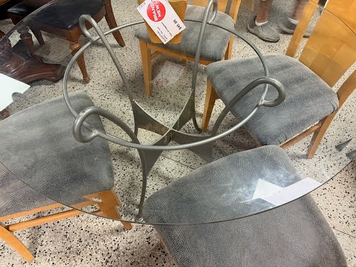 48" Round Glass Dining Set w.Four Chairs