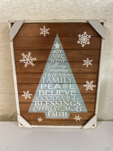 Shiplap Pastel Christmas Tree Wall Art 13 x 16.5"