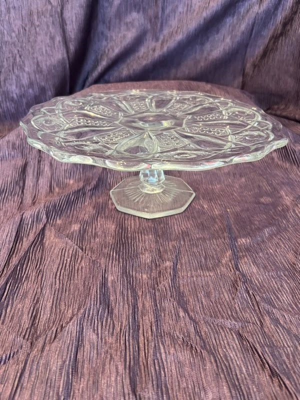 Vintage Glass Cake Stand 11.5rd x4.5 Tall